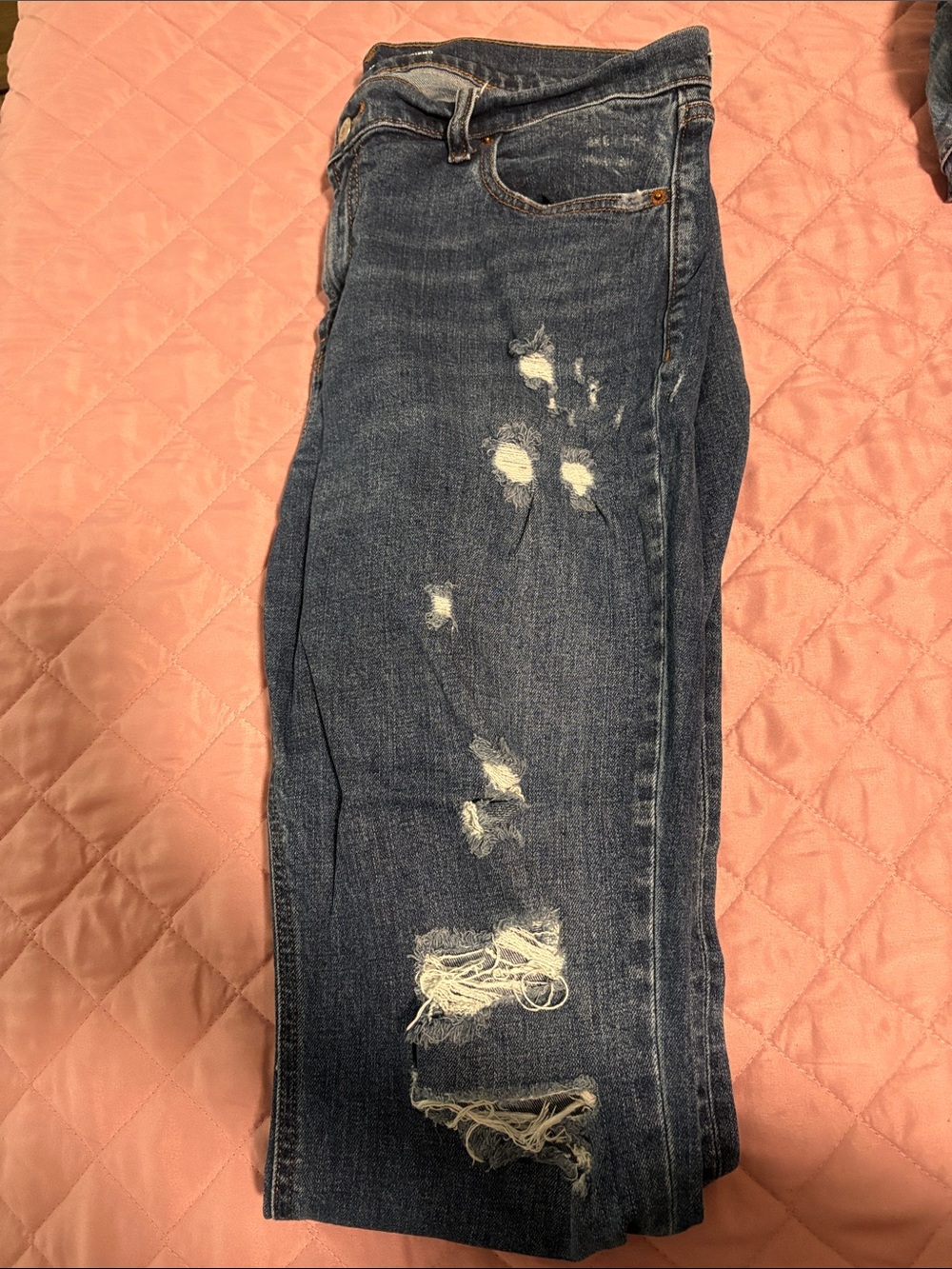 Women’s Distressed Dark Blue Jeans